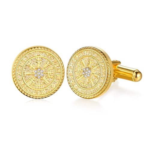 Vikings Cuff Links Mens S925 Sterling Silver Gold Cufflinks for