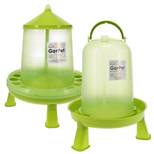 Geflügeltränke und Futterautomat Hühner mit Standfüßen im Set Hühnertränke Futterspender Futtertrog Stand Füßen Wassertränke grün Set 3. Geflügeltränke und Futterautomat Hühner mit Standfüßen im Set Hühnertränke Futterspender Futtertrog Stand Füßen Wassertränke grün Set 3.