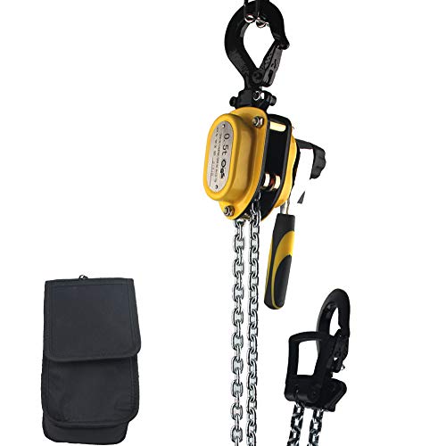 Chain Hoist Come Along Mini Puller 1100 Lbs 1 2 Ton 5 FT Lift G80 Chain Ratchet Cable Rope Hook Super Lightweight