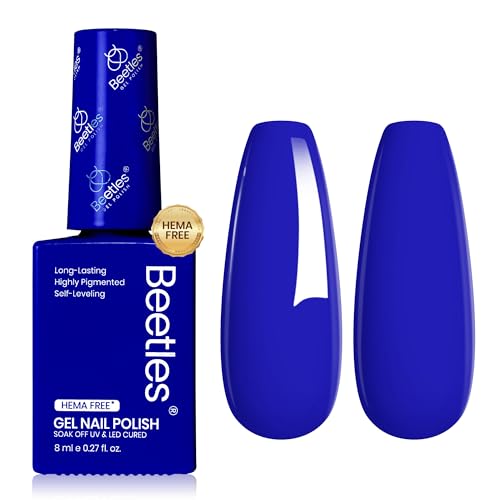 Image of Beetles Blue Gel Nail Polish- Hema-Free Gel Nail Polish High Gloss Soak Off Eternal Navy Royal Dark Nail Polish Nail Art Manicure Salon Same Color Bottle