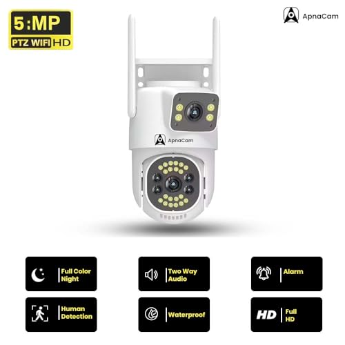 Image of ApnaCam Superacam 5MP WiFi IP66 PTZ Pan Tilt Dome Surveillance Two Way Audio /Motion Detection /Waterproof CCTV Camera Security Camera (White)