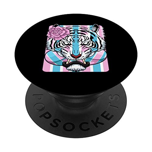 Oriental Tiger LGBT-Q Transgénero Orgullo Transgénero Bandera Trans Color PopSockets PopGrip Intercambiable