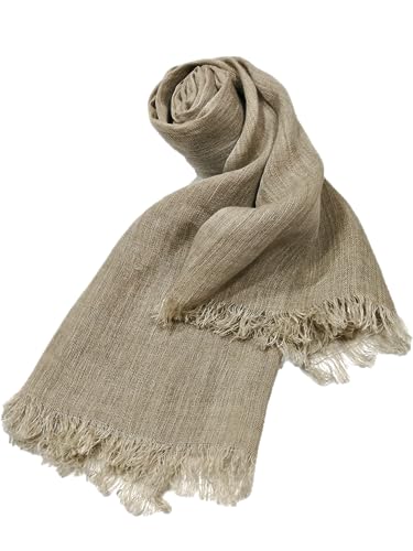 Image of Shanlin Unisex Natural Color 100% Linen Scarves for Men and Women