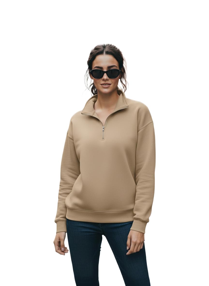 Women’s Fleece Half-Zip High Neck Sweatshirt | Warm & Stylish Winter Wear -JM.4380