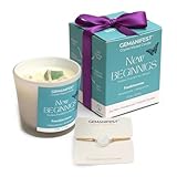 Gemanifest New Beginnings Manifestation Candle Gifts for Women and Men Frankincense Crystal Candle with Moonstone Bracelet New Year Christmas House Warming Wedding Gifts