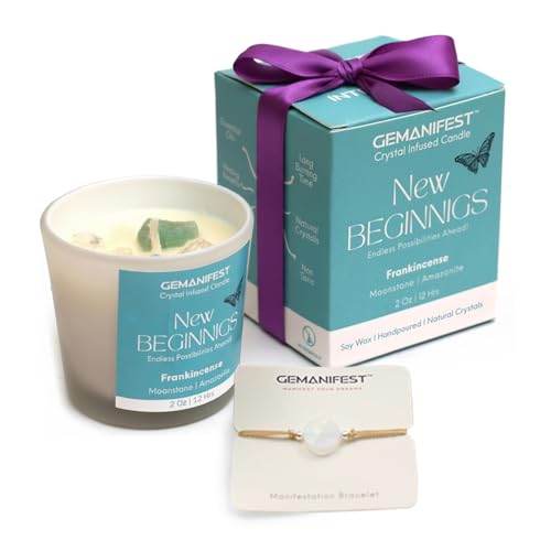 Manifestation Candle Gift Set with Moonstone Bracelet