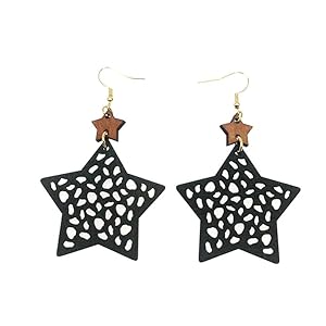 3pair wooden eaarrings for womenfall boho vintage western drop dangle round star heart hollow earrings statement lightweight jewelry  urban country home decor