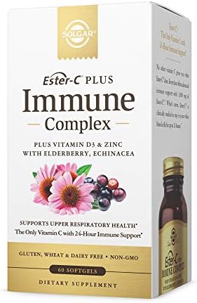 Solgar Ester-C Plus Immune Complex, 60 Softgels - 24-Hour Immune Support - Supports Upper Respiratory Health - Plus D3, Zinc, Elderberry & Echinacea - Non-GMO, Gluten Free, Dairy Free - 30 Servings