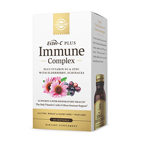 Solgar Ester-C Plus Immune Complex, 60 Softgels - 24-Hour Immune Support - Supports Upper Respiratory Health - Plus D3, Zinc, Elderberry & Echinacea - Non-Gmo, Gluten Free, Dairy Free - 30 Servings #TOP3