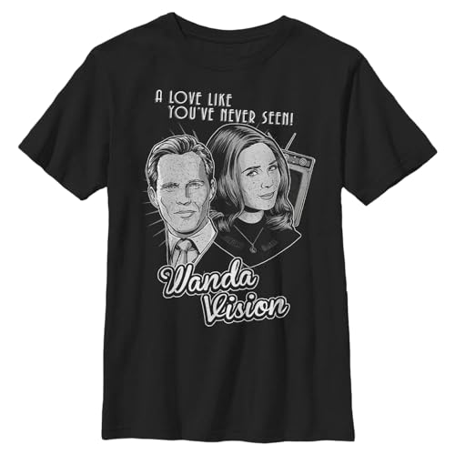 T-shirt Marvel Wanda pour garçons en coton noir vêtement officiel Avengers