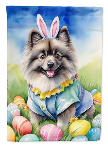 Caroline's Treasures DAC5088GF Keeshond Easter Egg Hunt Garden Flag Mailbox Flag Decorative Yard Flag Banner Outside Patio Artwork Yard Flower Beds, Garden Size, Multicolor