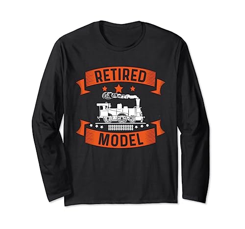 Retired Railroad Worker Men Model Train Collector Hobbyist Long Sleeve T-Shirt, Black