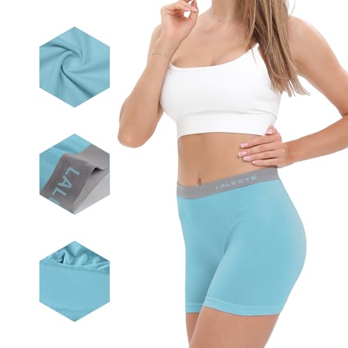 LALESTE Women's Cotton Boxer Briefs 3" Inseam Underwear Boy Shorts Panties 5 Pack4