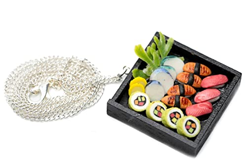 Collier plaque sushi chaîne de 60 cm pour exprimer votre passion du Japon