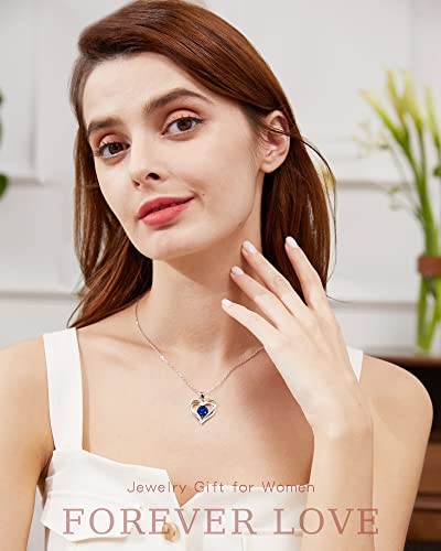 Theceros Dainty Gold Necklace For Women, Girlfriend Gifts Sterling Silver Birthstone Heart Necklaces Birthday Valentines Jewelry Gifts For Women Wife Mom Daughter Her #TOP4