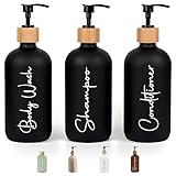 FCINNOVA Dispensador Jabon Baño Negro Mate 500ml Set de 3 Botes para Gel y...