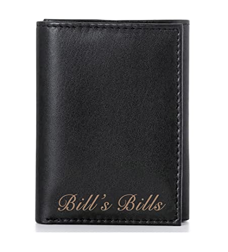A & L Engraving Personalized Men's Black Leather Tri Fold wallet Ships form USA4