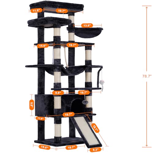 Image of Heybly Tall Cat Tree 78-inch Multi-Level Cat Tower for Indoor Cats HCT033G