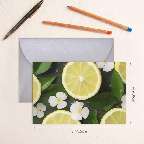 Cartes de vœux vierges motif citron avec enveloppes pour toutes occasions