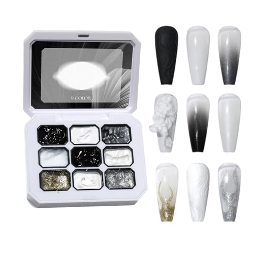 Paleta Gel Pintura para Uñas - Manicura Degradado de 9 Cuadrículas - Kit Gel Pintura para Modelado Uñas Mujeres,Para Profesionales de Salón en Casa Bodas Reuniones Playa Viajes Citas Desplazamientos
