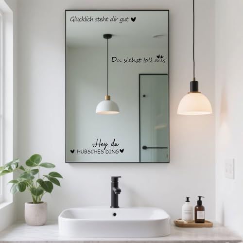 2PCS Spiegel Aufkleber Wandtattoo Sprüche Wandaufkleber Zitate Wandsticker für…
