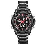 Readeel Military Sports Watches Men's Dual-display Multi-function Stainless Steel Mens Watches Red