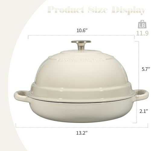 EDGING CASTING Enameled Cast Iron Dutch Oven Pot with Lid, Round Bread Oven for Homemade Sourdough Bread Baking, 6 Quart, White - Thumbnail 3