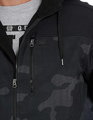 Cinch Men's Camo Print Zip-Front Bonded Hooded Jacket Black Medium US2