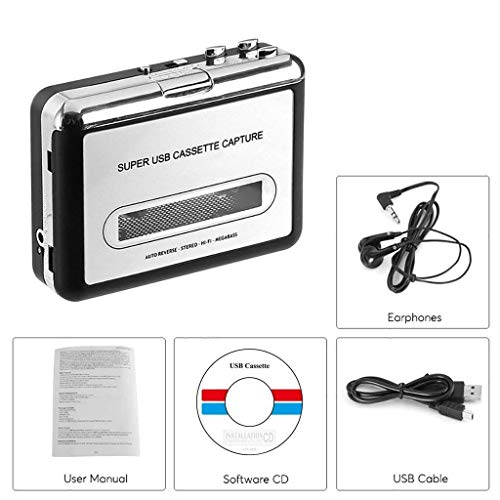 Image of MICROWARE Cassette to MP3 Converter Tape to Music Player Digital Audio Recorder Convert to MP3 Save into USB Flash Drive with USB Cable