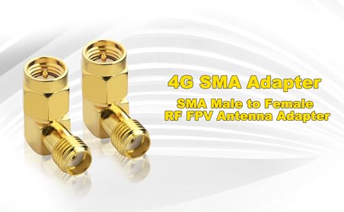 Image of onelinkmore SMA Male to Female Right Angle Adapter 20-Pack - 90 Degree Gold-Plated Brass 50 Ohm PTFE for FPV Drone Build, RF Lab, Ham Radio, SDR Antenna, IoT Gateway, Bulk Value Pack 20