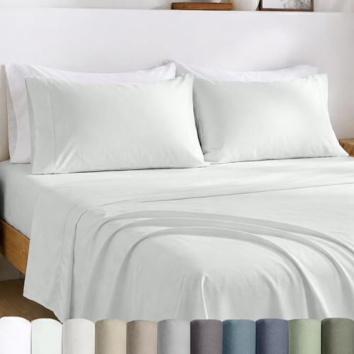 Image of California Design Den Egyptian Percale Sheet Set Full Size - Certified 100% Egyptian Cotton, Lightweight Percale Cotton Sheets Full Size with Deep Pockets, Crisp & Durable Luxury Bedding Set - Silver