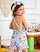 UNICOMIDEA Fashion Baby Outfit Cute Toddler Shells Blue Romper For Infant Girls Summer Clothes Comfy Backless 1st Girls Birthday Jumpsuit With Headband Sling Bodysuit