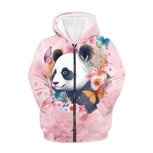 Sweat à capuche zippé fille mignon en coupe ample avec poche kangourou