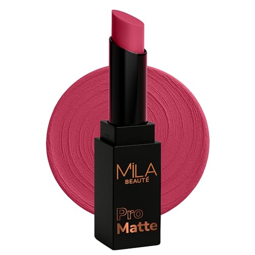Image of Mila Beaute Pro Matte Lipstick | Highly Pigmented & Long lasting | Semi Matte Finish | Light Weight Lipstick | Single Swipe Application | Luxurious Lip Color | Shade - (Saira Banu, 4.2g)