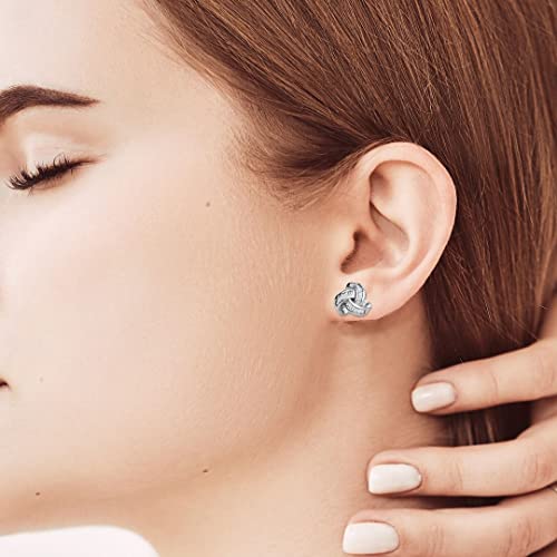 Shop Lc Knot Earrings - Real Diamond Love Knot Stud Earrings For Women - Platinum & Vermeil Yellow Gold Plated 925 Sterling Silver Celtic Knot Studs With Genuine Diamonds Costume Jewelry For Women #TOP3