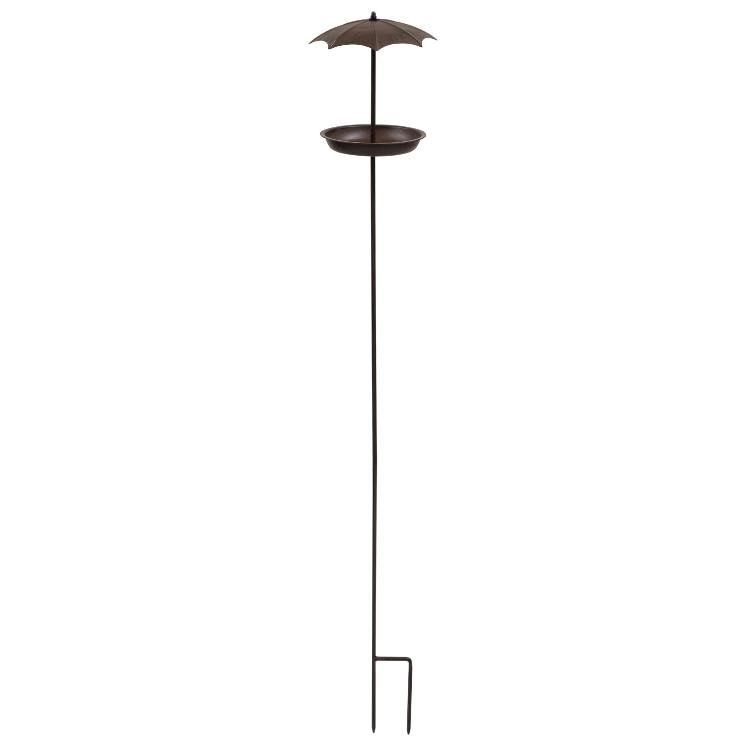 Woodside Cast Iron Bird Feeder Bath with Ground Stake & Umbrella – Garden Feeding Station for Seeds, Nuts & Fat Balls – 120cm Tall