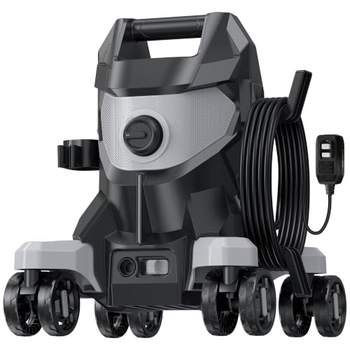 Image of Pressure Washer, Power Washer with External Foam Cannon,35FT GFCI Cord | High Pressure Washer with 4 Lockable Wheels & 4 Quick Connect Nozzles for Car Wash, driveway, deck, concrete,fence