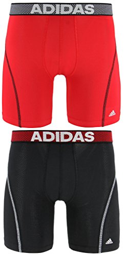 adidas Men's Sport Performance Mesh Midway Underwear (2-Pack), Black/Real Red Real Red/Black, X-LARGE