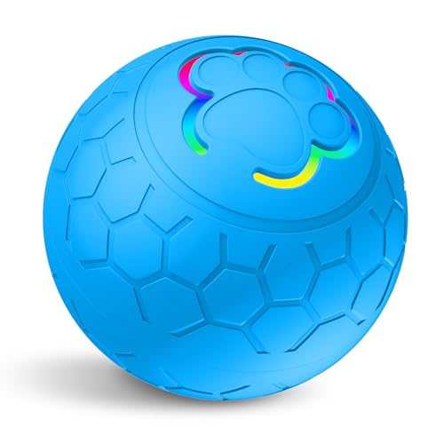 Irishom Electric Dog Toys - Jolly Herding Ball for Dogs Smart Moving Spinning Ball Toy, Type-C Charger, Blue