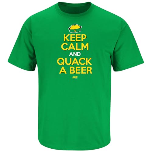 Keep Calm and Quack A Beer T-Shirt for Oregon College Fans (SM-5XL) (Irish Green Short Sleeve 4X-Large)
