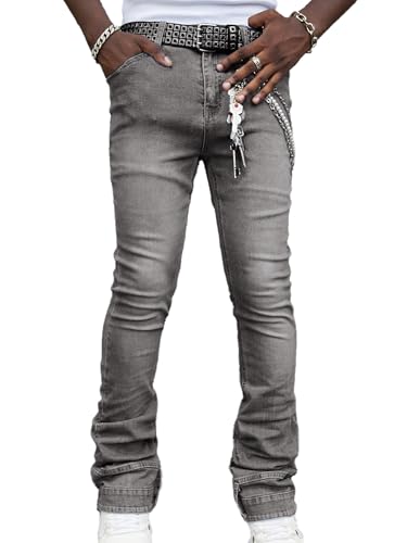 Mens Skinny Bootcut Jeans Slim Fit Stretch Stacked Jeans Y2k Hip Hop Straight Leg Denim Pants Streetwear