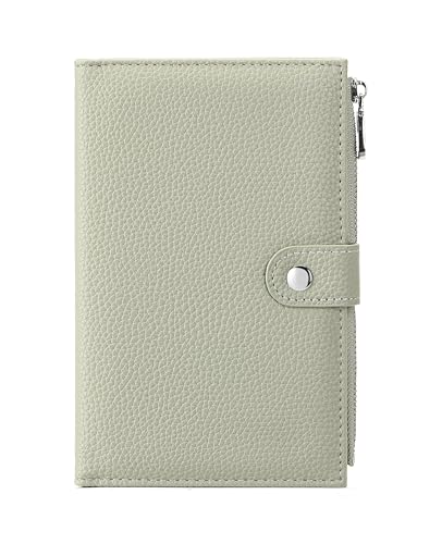 RNIEGA Passport Holder for Women Leather Passport Wallet for Travel RFID Blocking Passport Wallet Credit Card Holder with Zipper Pocket