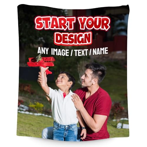 Personalized Blanket with Photo - Custom Gift for Kid Teens Adults - Picture Blankets with Name, Soft Fleece Throw for Couch, Bed