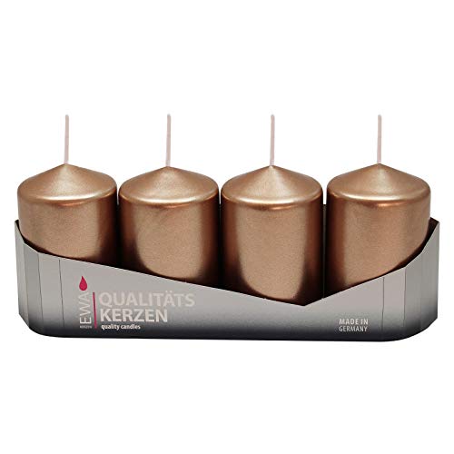 Ebersbacher Kerzenfabrik GmbH 4er Tray Stumpenkerzen Bronze lackiert,...