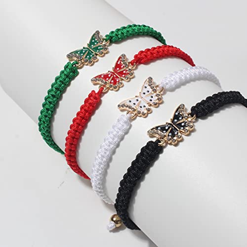 Image of COLORFUL BLING Butterfly Charm Bracelets Adjustable Hand Woven String Bracelets BFF Gift for Women