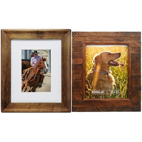 Eosglac Set of 2 Brown Rustic Wood Picture Frames 8x10 inch for Tabletop or Wall Hanging Cover