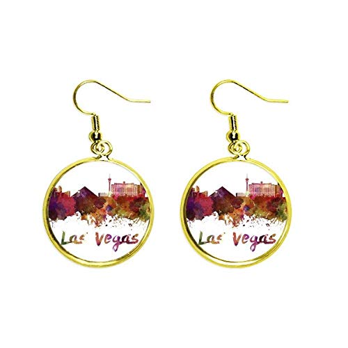 Pendientes de gota Las Vegas de alta joyería dorada con arte fino