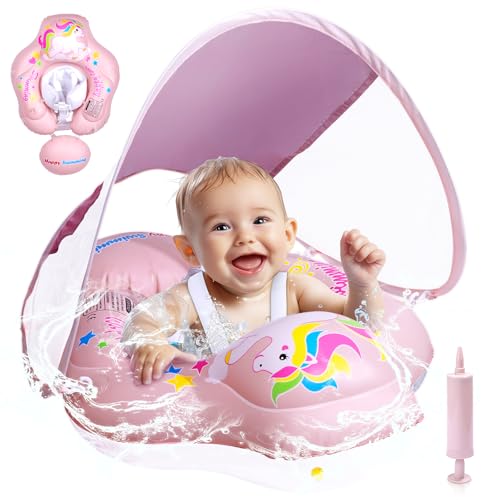 BNEHHOV Schwimmring Baby mit Sonnendach Abnehmbarem Sonnendach Schwimmsitz...