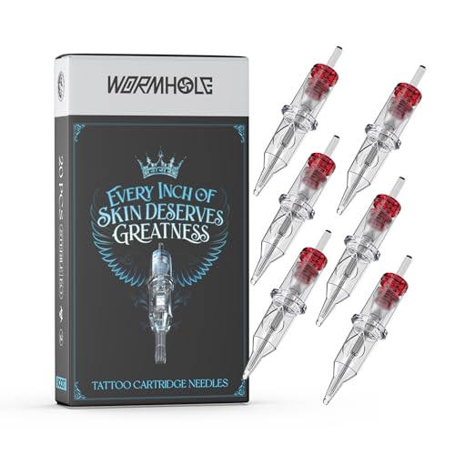 Image of Wormhole Tattoo Cartridge Needles 20PCS Disposable # 10 Round Liner Tattoo Needle Cartridges Compatible with Standard Rotary Tattoo Machine for Ultra-Fine Line and Tattoo Detailing (1007RL)