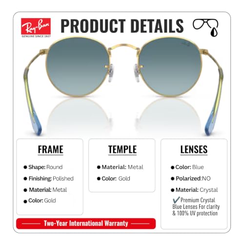 Image of Ray-Ban RB3447 ROUND METAL Round Shaped Sunglasses for Men with Official RAYBAN Eyewear Kit